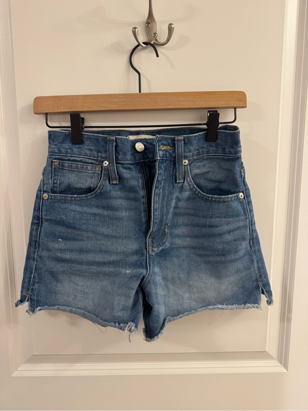 Madewell Medium Blue High-Rise Denim Cutoff Shorts